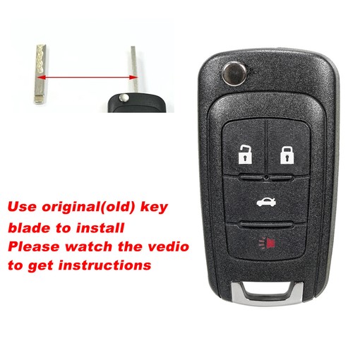 Remote Flip Key Fob 4b Shell for GMC Terrain 2010 2011 2012 2013 2014 2015 2016 - Imagen 3 de 11