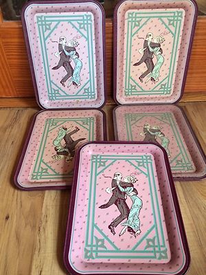Set Of 5 Vintage 1983 Armstrong Carpet Collector's Series Metal Trays