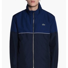 LACOSTE New Men Nylon Contrasting Accents Hooded Zippered Jacket Size L