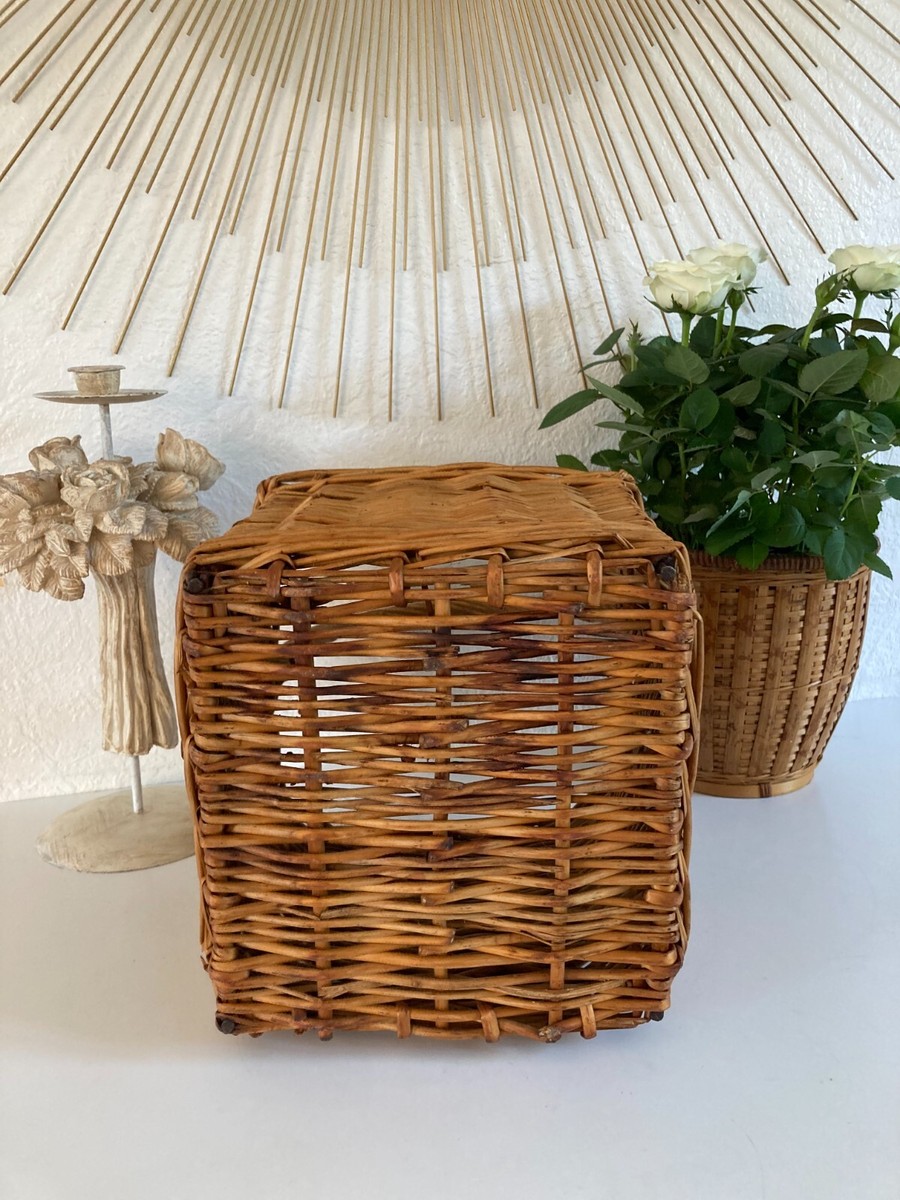 Ancien Panier en Osier et Rotin