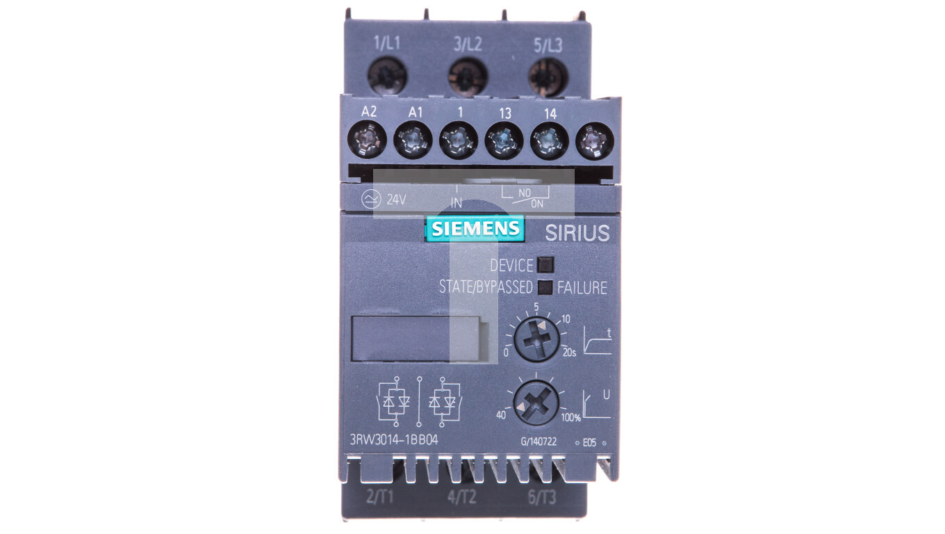 3-phase soft starter 200-480VAC 6.5A 3kW / 400V Uc = 24V AC / DC S00 3RW3 /T2UK