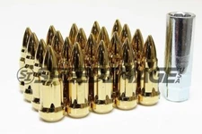Z RACING BULLET TYPE STYLE GOLD 12X1.25MM CLOSED ENDED LUG NUTS STEEL TUNER