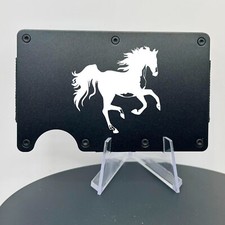 Wild Horse Running Beauty Laser Engraved Onto An Aluminum Wallet