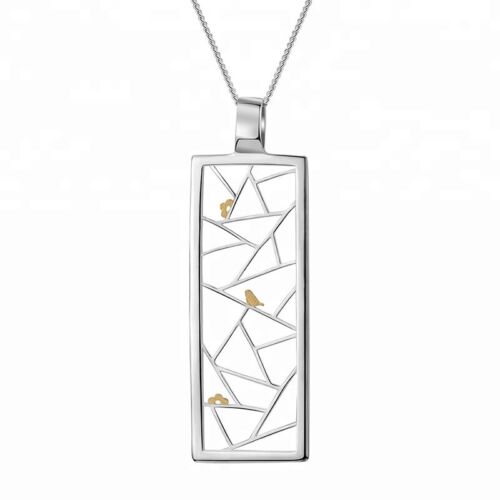 Sterling Silver Oriental Window Pendant Paper Cut Design Handmade Gift - Picture 1 of 4