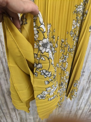 Robe Midi Fleurie Jaune Citron Nanette Lepore - Taille 4, Style Smocké, Neuve Avec étiquette