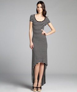 bcbg black and white long dress