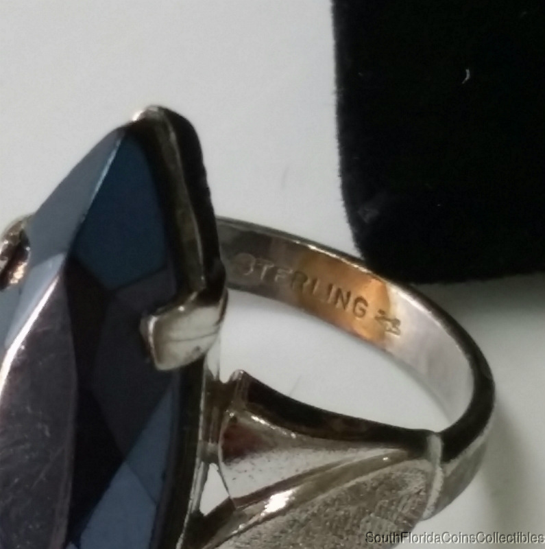 PRICED TO SELL 925 STERLING SILVER DARK BLUE GEMSTONE RING eBay