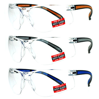 SA106 High Quality ANSI Z87.1+ Protection Half Rim Clear Lens Safety Glasses