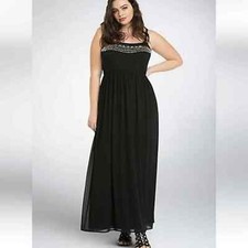 Torrid Women's Maxi Dress Black Embellished beaded Chiffon plus size 2X