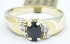 GENUINE 0.52 Cts BLUE SAPPHIRE  DIAMOND RING 14K YELLOW GOLD - New With Tag