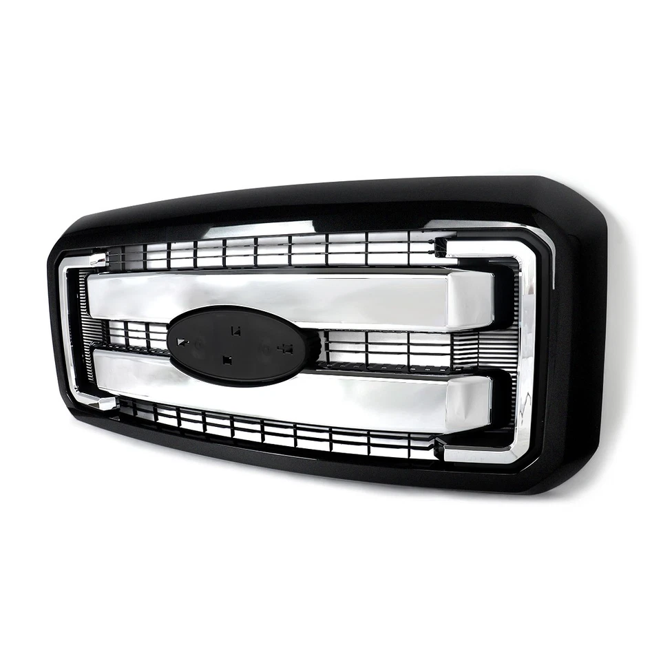 Tuxedo Black Shell Chrome Lariat Grille For 2011-2016 Ford F250 F350 BC3Z-8200-A Foto 3 de 4