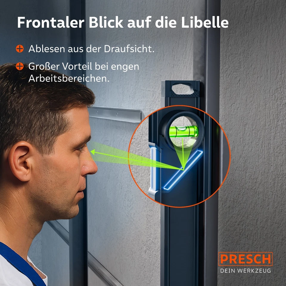 Presch Wasserwaage magnetisch 3tlg. (40, 60 & 100cm) - Inkl. 2% Gefälle-Anzeige - Bild 4 von 4