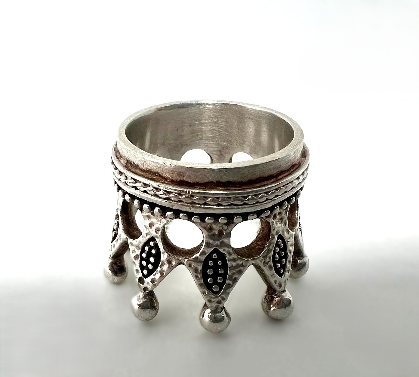 Solid Silver Crown Ring 925 Look Gothic Vintage E… - image 7