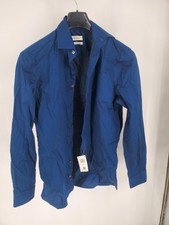 Calvin Klein Dress Shirt Men's S 14.5 32/33 Navy Steel+ Stain Shield Stretch