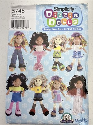 Simplicity 5745 Sewing Craft Pattern 14'' Dizzie Dolls Wardrobe Clothes Uncut FF