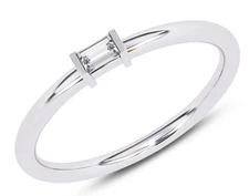 IGI 1/9 Ct Baguette Lab Grown Diamond Stackable Engagement Ring 14K White Gold
