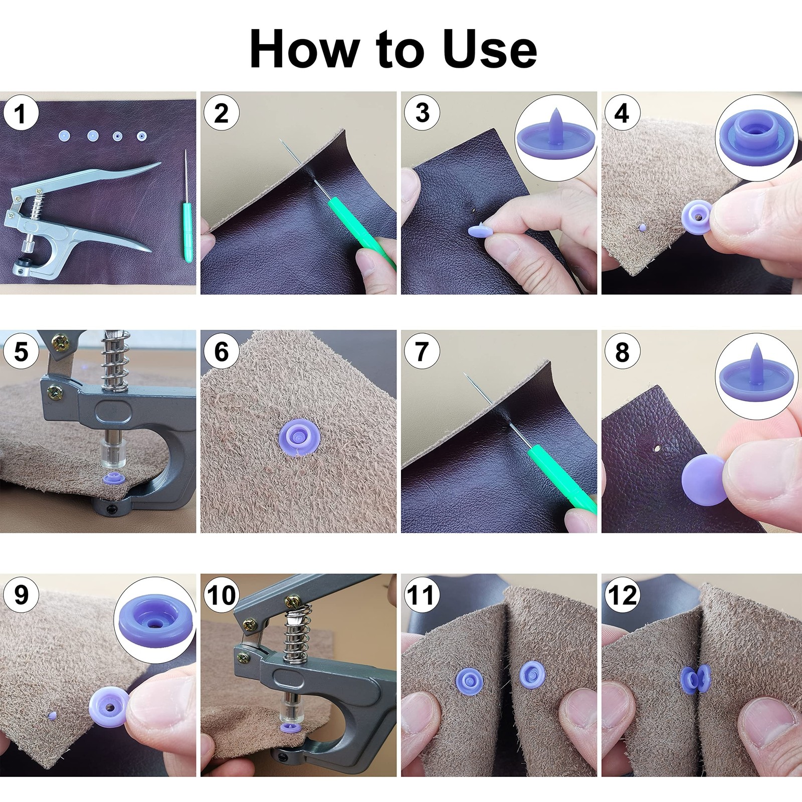 Plastic Snaps with Snap Pliers, 460 Sets 24-Colors Snap Buttons for Sewing, S...