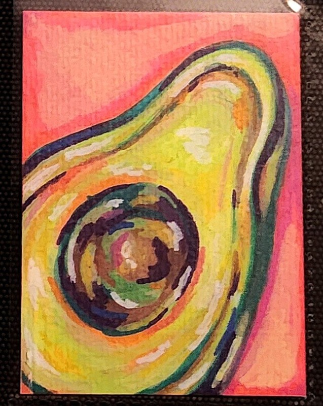 ACEO Avocado Painting Raven and Thorn Artistry