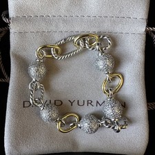 David Yurman Two-Tone Oval Link Bracelet Silv...
