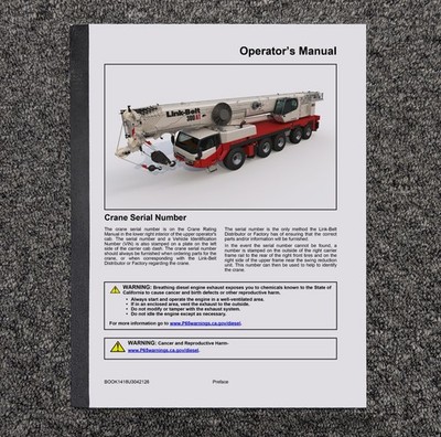 Link-Belt 300AT 300 AT Crane Owner Operator User Guide Manual 1418