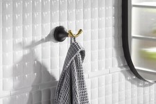 Kohler K-27427-BMB Tone Single Robe Hook - Matte Black with Moderne Brass