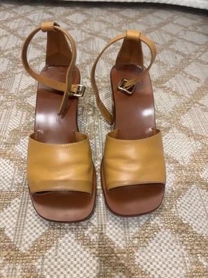 Chloé Laia Ankle Strap Heel Sandal Leather Bamboo EU 37 US 7 - Photo 1/4