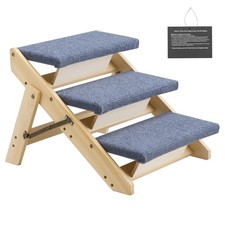 Wood Pet Stairs, 3-Step Dog Stairs for Beds, Sofa Cars, 150lbs Load Capacity