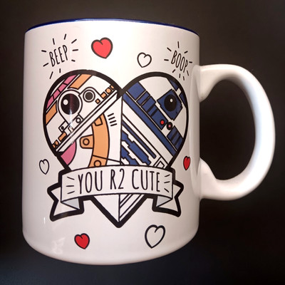 Star Wars Love Coffee Mug 20 Oz R2D2 BB8 You R2 Cute White