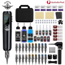 TUFFKING Tattoo Machine Pen Kit Wireless Battery Needle Color Inks Stirrer Set