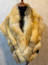 Luxury Real Fur Stole Wrap Golden Cream Thick Soft Full Fur Vintage