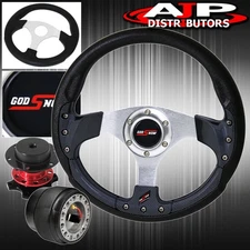 For 86-89 Integra Carbon Fiber Inner Trim Pvc Steering Wheel + Red Quick Release