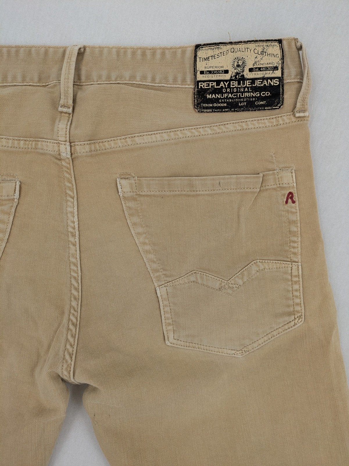 Replay Herren Jeans W33 L32 beige hellbraun Stretch Denim Button Fly 5-Pocket image 10