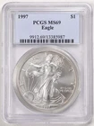 1997 1oz Silver American Eagle MS69 PCGS 13385987