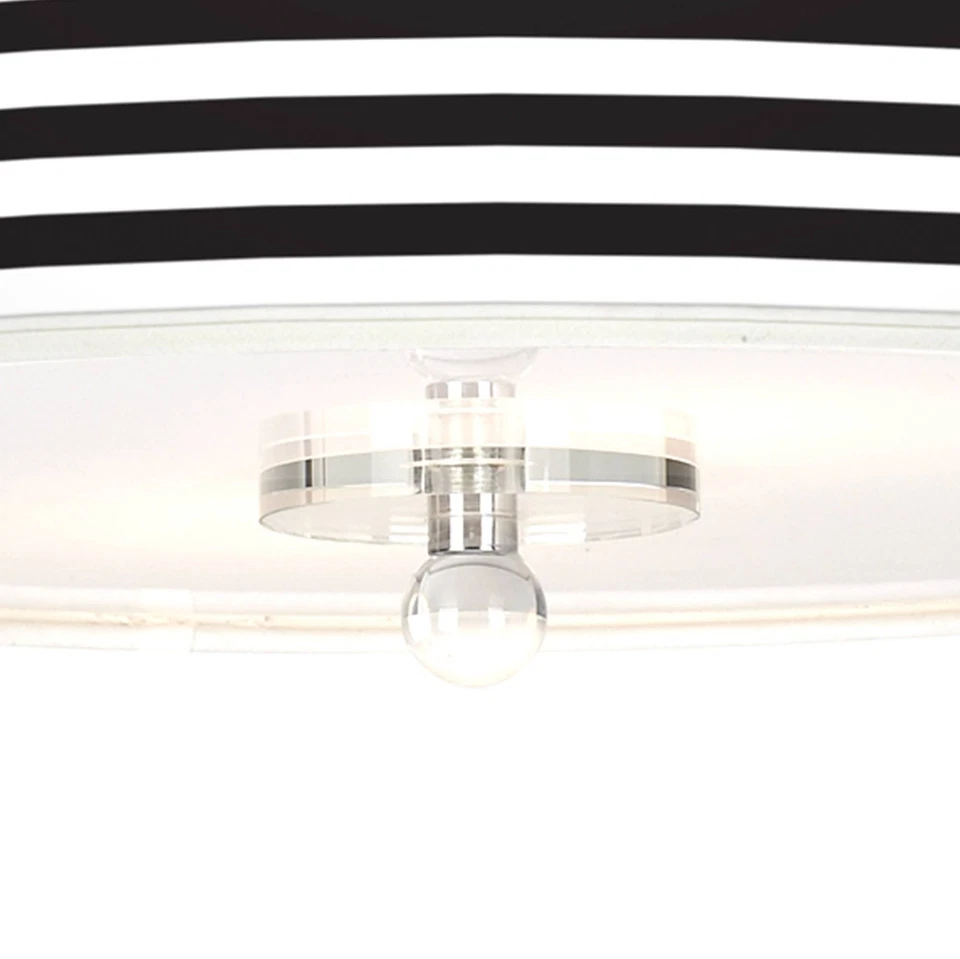 Lámpara de techo moderna semi empotrada accesorio de montaje a rayas negras giclee 16" dormitorio Foto 3 de 4