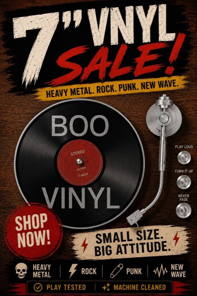 7' VINYL RECORD SALE HEAVY METAL / ROCK / PUNK / NEW WAVE / SYNTH