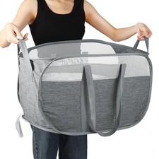 Collapsible Laundry Baskets, Tear Proof Pop Up Laundry Hamper with Dual Handl...