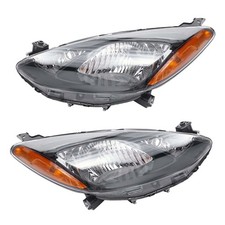 for Mazda 2 2011 2012 2013 2014 Pair Halogen Headlights Clear Lens Black Housing