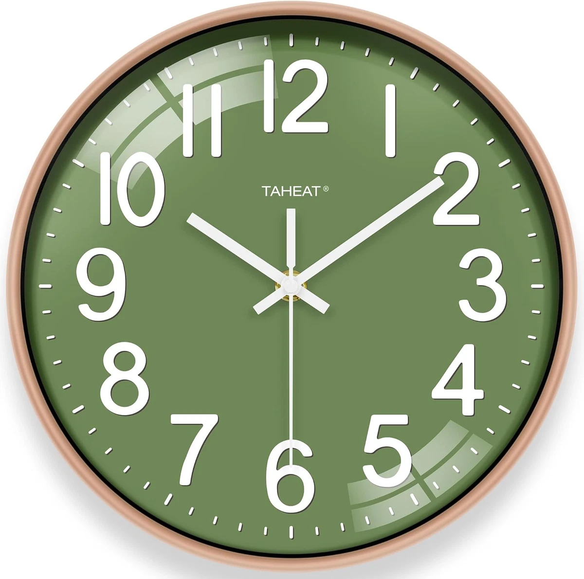 Funlucy Orologio da parete decorativo silenzioso senza ticchettio, verde acqua e bianco, rotondo, moderno, in legno, per camera da letto, soggiorno