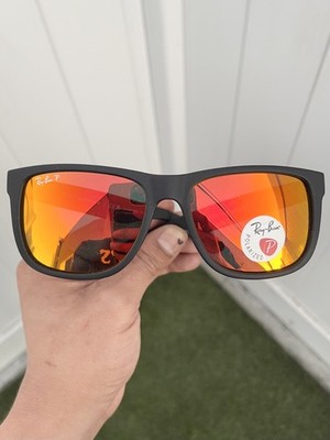 NWT Authentic Ray Ban Polarized Justin RB4165 4165 Black Red  display picture 1