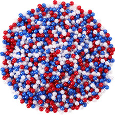 1200Pcs Red White Blue Beads, 4Th of July Patriotic round 6Mm Pearl Beads for Je