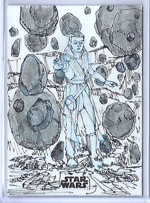 2025 Topps Star Wars Galaxy REY Sketch Card 1/1 Art by Ryan Edwards 1 of 1
