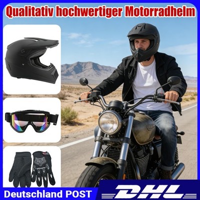 Rollerhelm Motorradhelm Sturzhelm Integralhelm Helm M/L/XL Mit Brille+Handschuhe