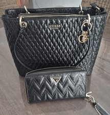 GUESS Damenhandtasche Schwarz + Geldbeutel Neu