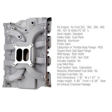 Aluminum Dual Plane Satin For Ford Fe Intake Manifold 390 406 410 427 428 V8