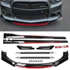 Front Bumper Lip Spoiler Splitter Side Skirt Glossy Black For Dodge Charger UN
