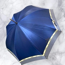 FENDI Moon Bat 6200 Zucca Long Umbrella Blue Stripes Vintage Authentic