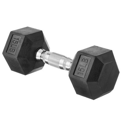 Amazon Basics Rubber Hex Dumbbell Hand Weight with 15 pounds, Black