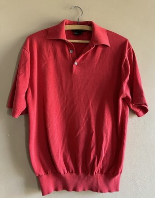Luca Di Marco Red Silk Cotton Blend Short Sleeve Knit Polo Mens Size Medium