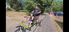 Green Pink Black Tandem Tricycle Two-Seater Bike for Adults and Kids
