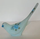 Fenton Art Glass Long Tail Bird of Happiness Blue Satin (Or Matte) Glass